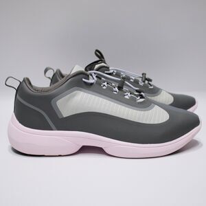 Vionic Guinn Waterproof Bungee Lace Sneakers Gray Pink Women Size 8.5 Worn Once!